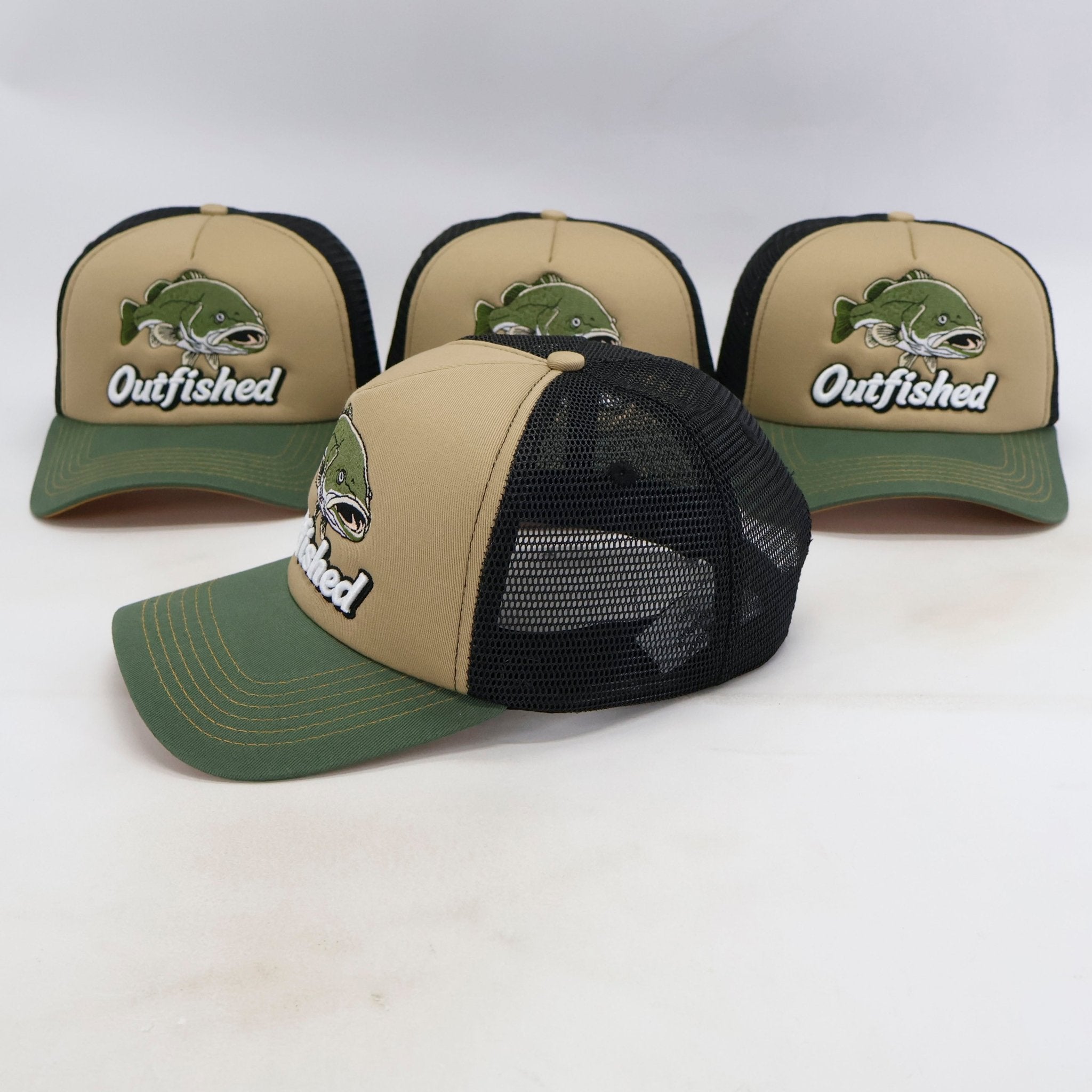 Four Goodoo Murray cod fishing trucker caps – front and side views