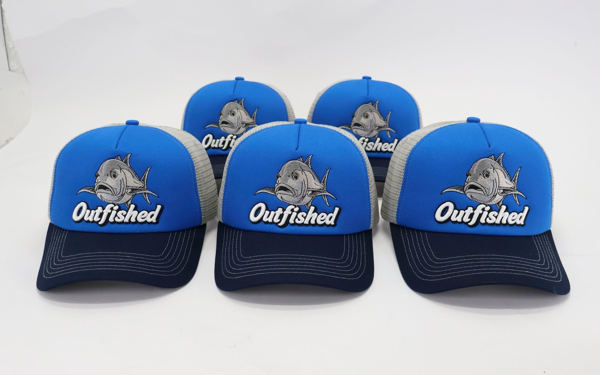 The GT giant trevally fishing hats showing front and breathable mesh back